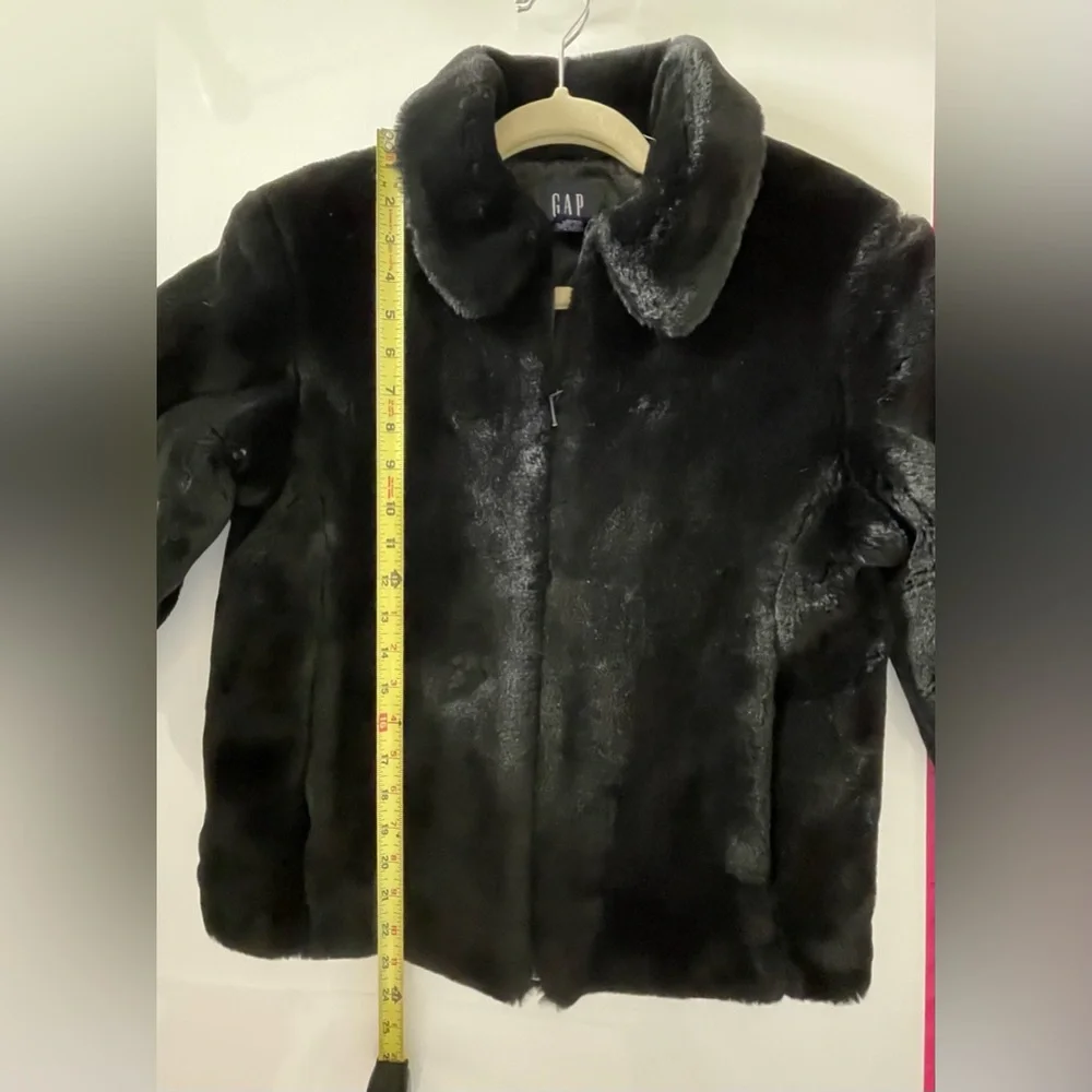 GAP Black Faux Fur Coat Girls XL Bomber Teddie Jacket Lined Winter Fall Warm